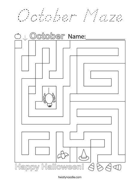 October Maze Coloring Page