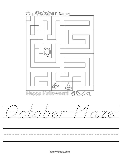 October Maze Worksheet