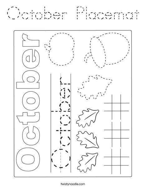 October Placemat Coloring Page