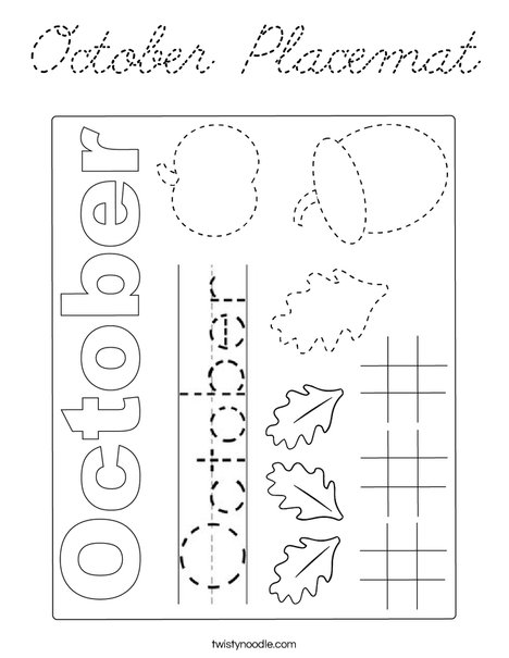 October Placemat Coloring Page