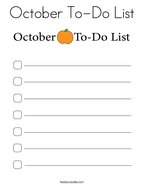 October To-Do List Coloring Page