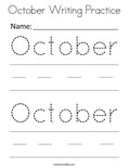 October Writing Practice Coloring Page