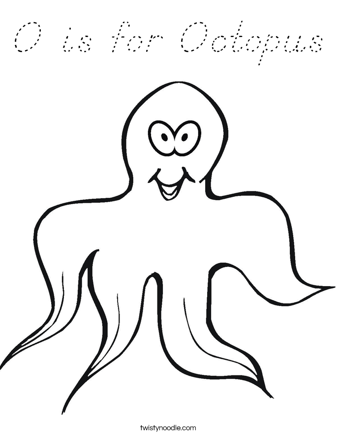 O is for Octopus Coloring Page