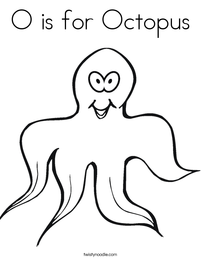 O is for Octopus Coloring Page