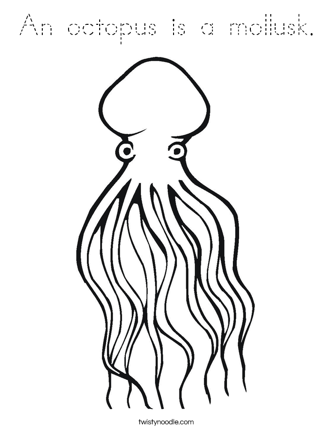 An octopus is a mollusk. Coloring Page