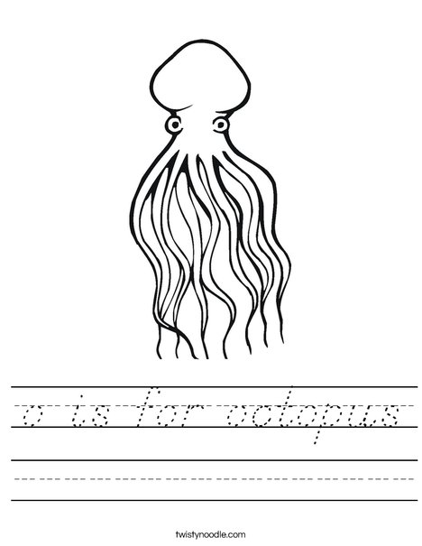 o is for octopus worksheet dnealian twisty noodle