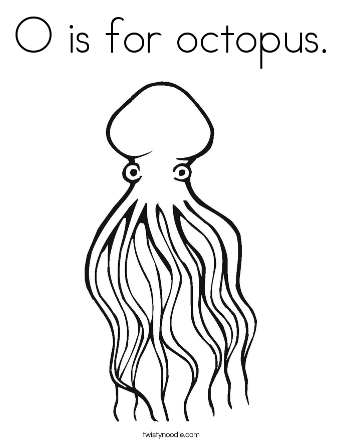O is for octopus. Coloring Page