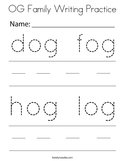 OG Family Writing Practice Coloring Page