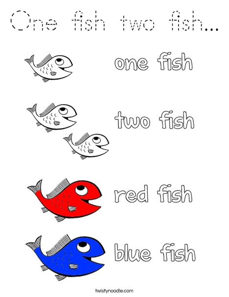 One fish Two fish Red Fish Blue Fish Coloring Page