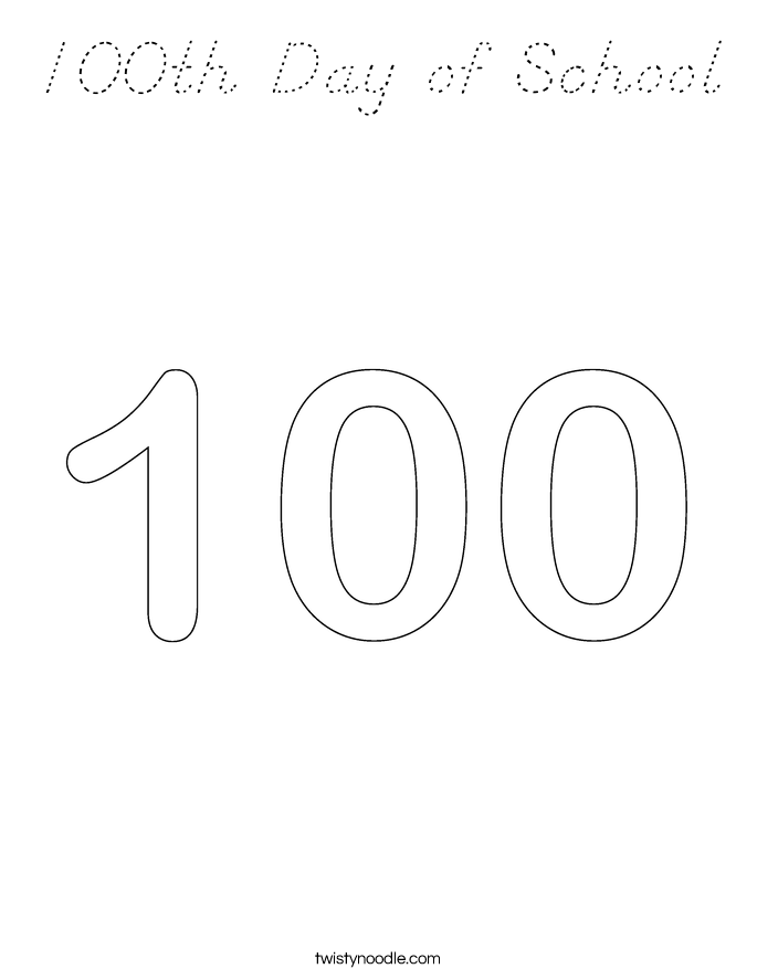 100th Day of School Coloring Page