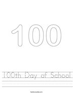 100th Day of School Handwriting Sheet