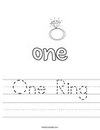 One Ring Handwriting Sheet