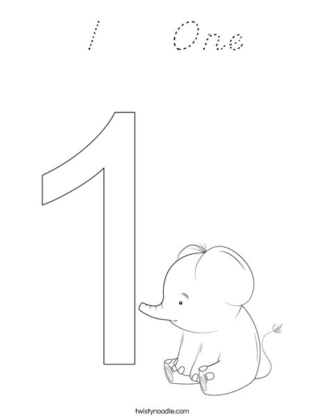 Elephant One Coloring Page