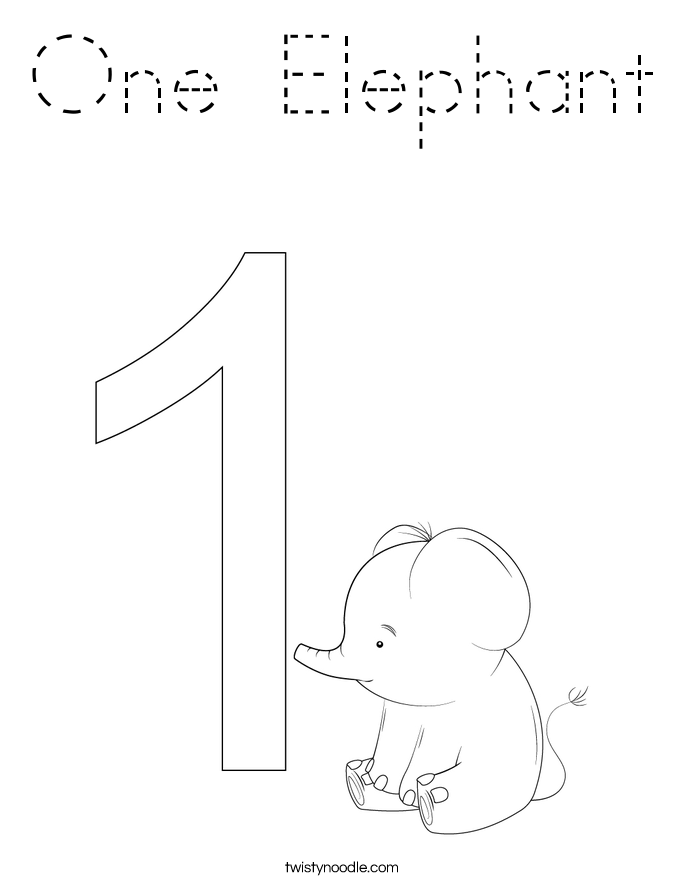 One Elephant Coloring Page