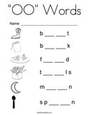 "OO" Words Coloring Page