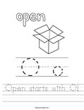 Open starts with O! Worksheet