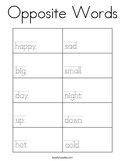 Opposite Words Coloring Page