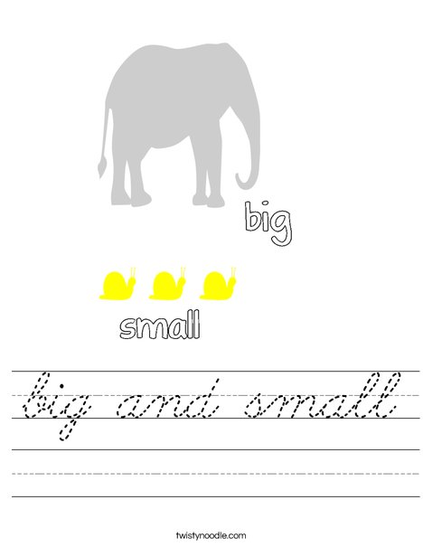Opposites- Big and Small Worksheet