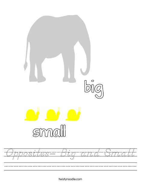 Opposites- Big and Small Worksheet