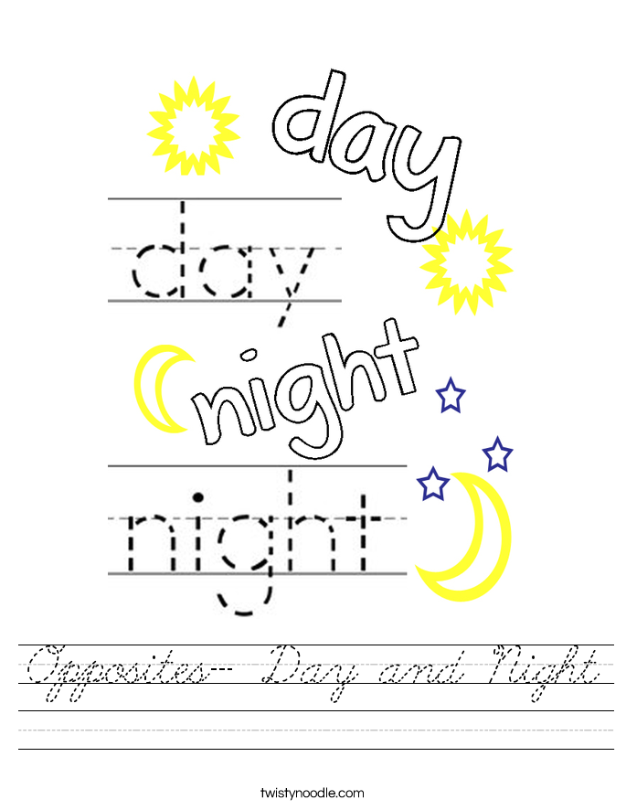 Opposites- Day and Night Worksheet