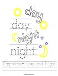Opposites- Day and Night Worksheet