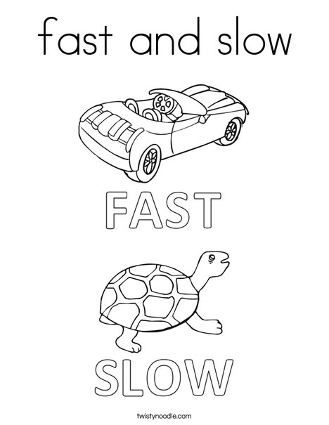 Opposites- Fast and Slow Coloring Page