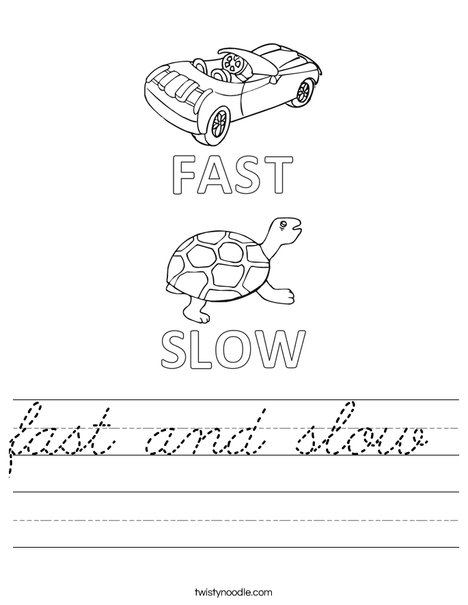 Opposites- Fast and Slow Worksheet