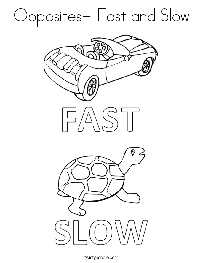 Opposites- Fast and Slow Coloring Page