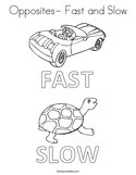 Opposites- Fast and Slow Coloring Page