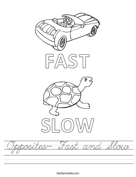 Opposites- Fast and Slow Worksheet