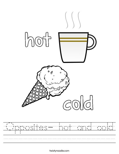 Opposites hot and cold Worksheet Twisty Noodle Opposites hot and cold Worksheet Twisty Noodle