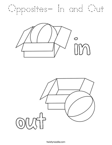 Opposites- In and Out Coloring Page