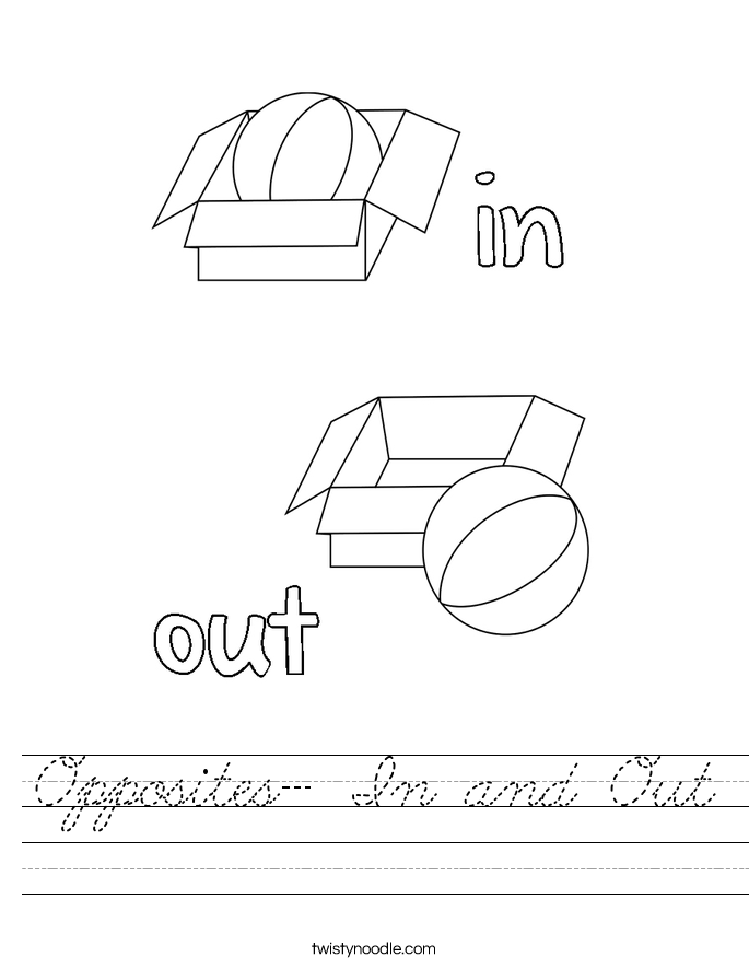 Opposites- In and Out Worksheet