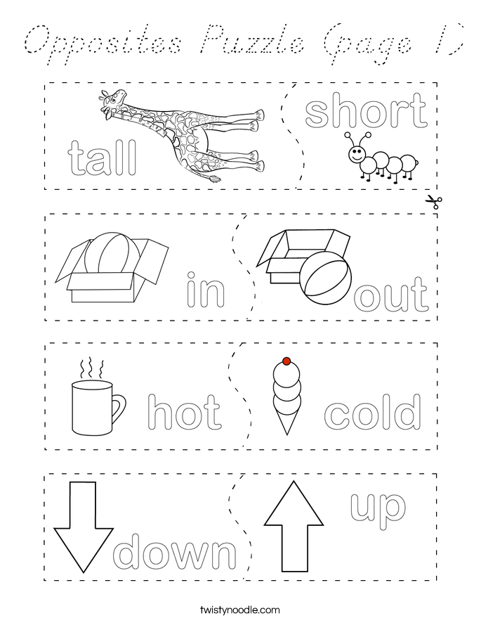 Opposites Puzzle (page 1) Coloring Page
