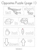 Opposites Puzzle (page 1) Coloring Page