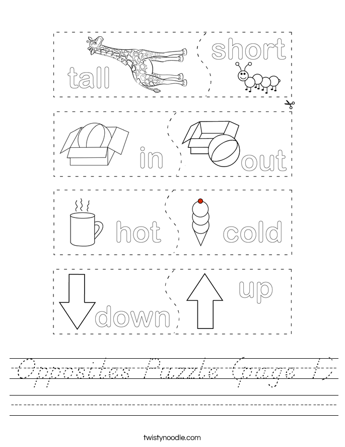 Opposites Puzzle (page 1) Worksheet