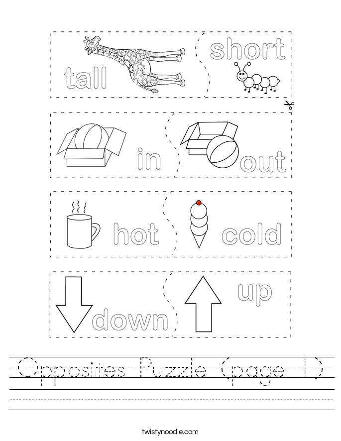 Opposites Puzzle (page 1) Worksheet