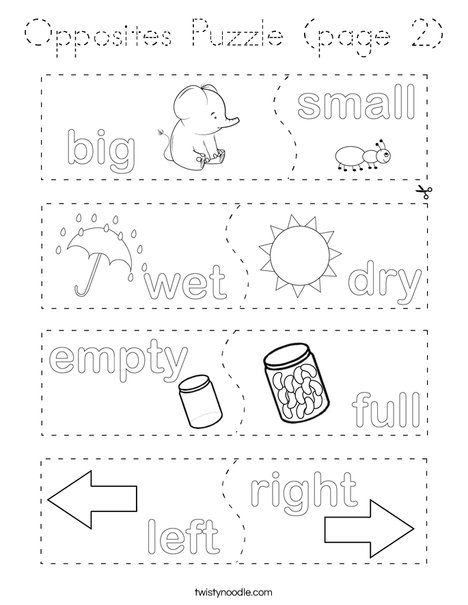 Opposites Puzzle (page 2) Coloring Page