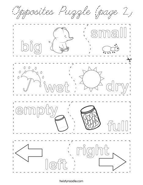 Opposites Puzzle (page 2) Coloring Page