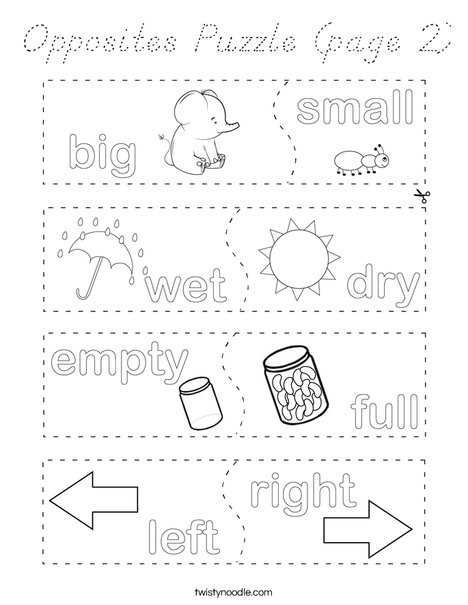 Opposites Puzzle (page 2) Coloring Page
