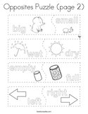 Opposites Puzzle (page 2) Coloring Page