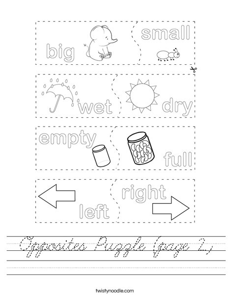 Opposites Puzzle (page 2) Worksheet