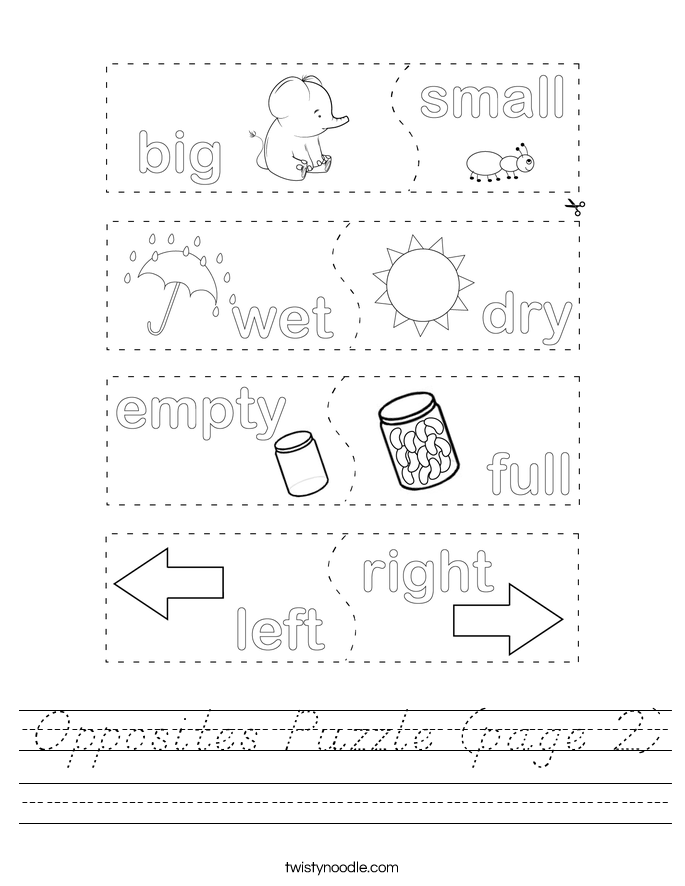 Opposites Puzzle (page 2) Worksheet