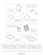 Opposites Puzzle (page 2) Handwriting Sheet