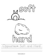 Opposites- Soft and Hard Handwriting Sheet