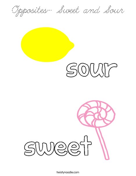Opposites- Sweet and Sour Coloring Page