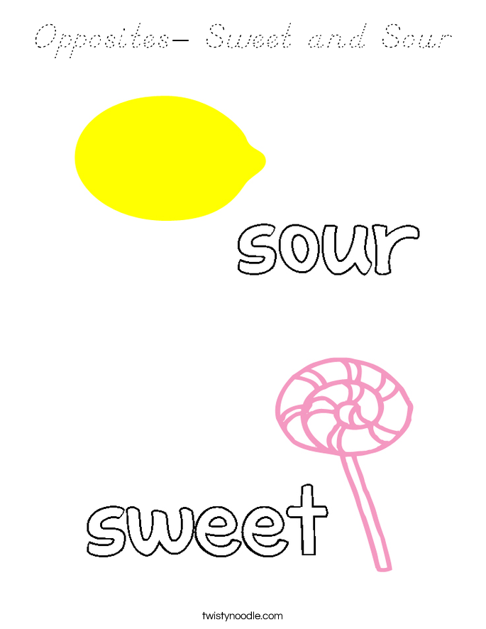 Opposites- Sweet and Sour Coloring Page