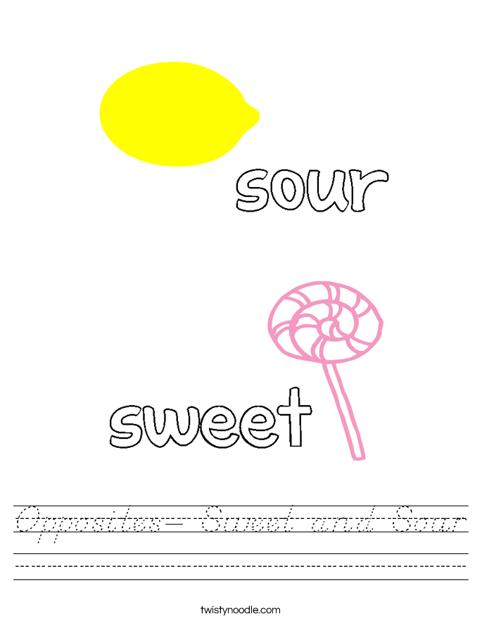 Opposites- Sweet and Sour Worksheet