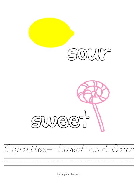 Opposites- Sweet and Sour Worksheet
