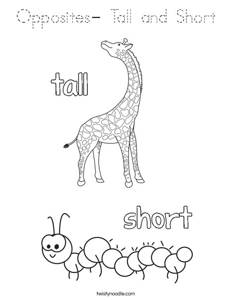 Opposites- Tall and Short Coloring Page